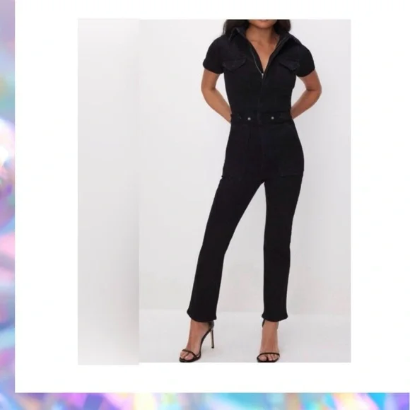 Good American Black Short Sleeve Jumpsuit Size Medium NWT - Picture 1 of 10